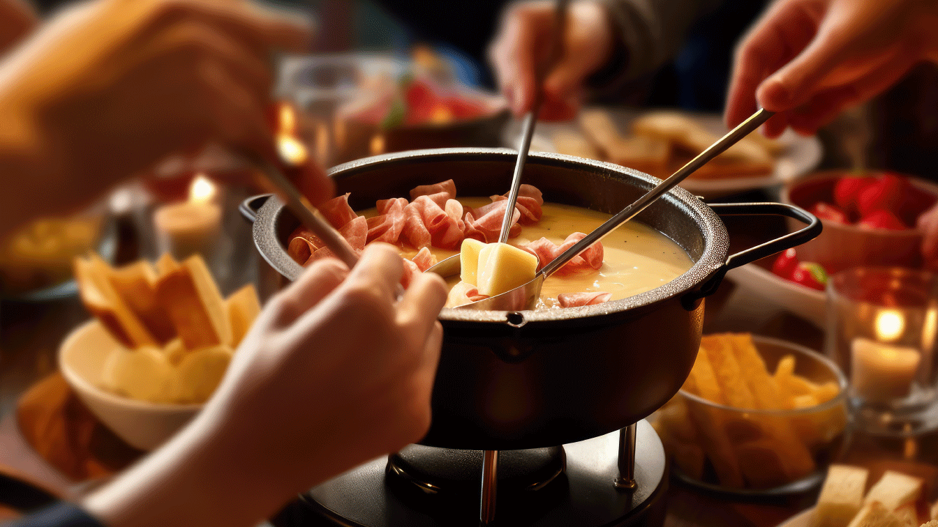 fondue e vinho